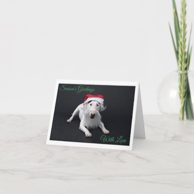 Carte de vœux pliée Bull Terrier Père Noël Noël (Devant)