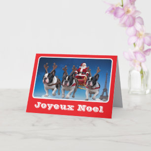 Carte de voeux pliée Bulldog Reindeer