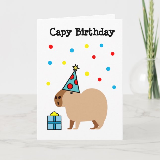 Carte de voeux pliée Capybara Anniversaire (Devant)