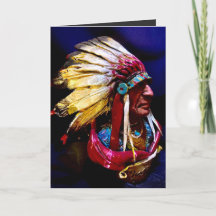 Carte de vœux pliée "Chef Hunkpapa" indigène