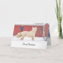 Carte de vœux pliée Cheval courant dans la neige
