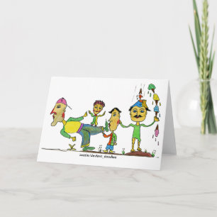 Carte de voeux pliée d'art de dessin humoristique