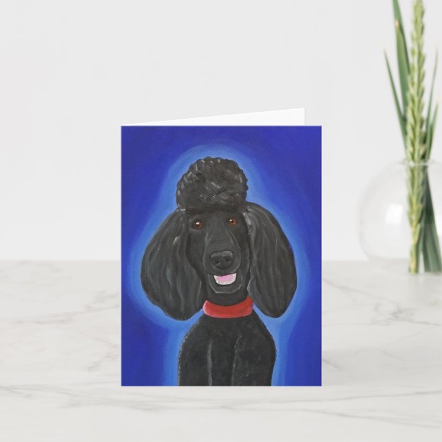 Carte de voeux pliée de caniche noir (Devant)