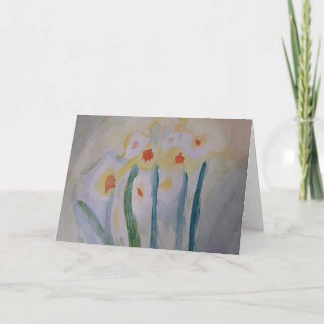 Carte de voeux pliée de jonquilles Abstraites (Devant)