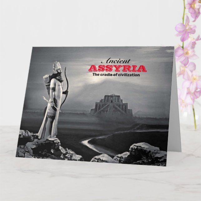 Carte de vœux pliée de l'Assyrie antique (Orchidée)
