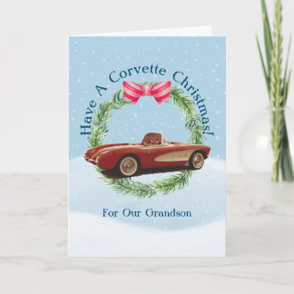 Carte de voeux pliée de Noël Corvette