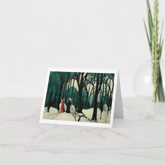 Carte de vœux pliée de Noël paysage d'hiver 01 (Devant)