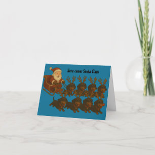 Carte de vœux pliée de Noël pour teckel