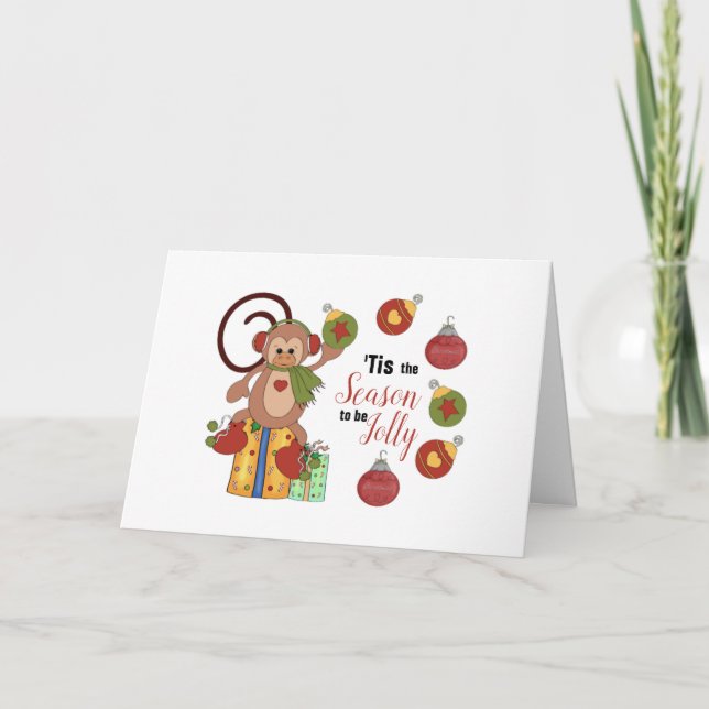 Carte de vœux pliée de Noël singe (Devant)