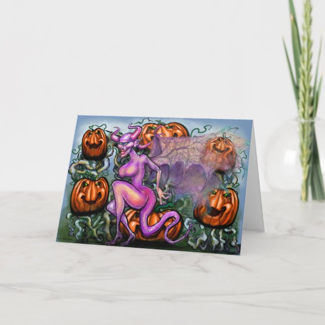 Carte de vœux pliée Demon Pumpkins (Devant)