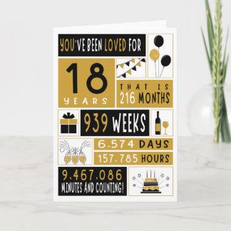 Carte de voeux pliée du 18e anniversaire