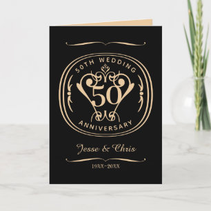 Carte de voeux pliée du 50e anniversaire du Mariag