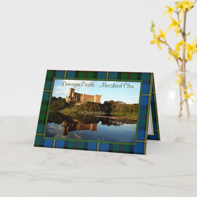 Carte de vœux pliée du clan MacLeod Château de Dun (Fleur jaune)