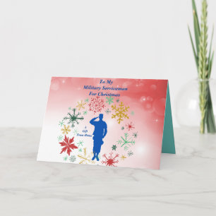 Carte de voeux pliée du militaire