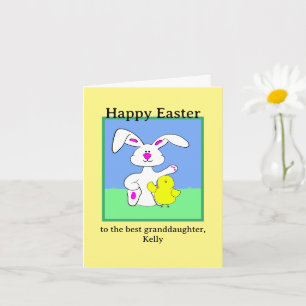 Carte de vœux pliée Easter Bunny & Chick