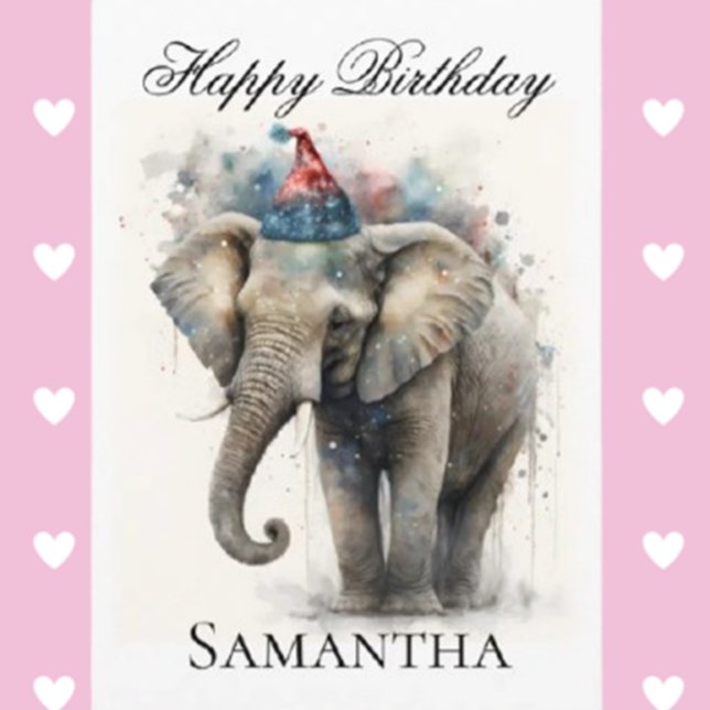 Carte de vœux pliée éléphant pour un joyeux annive (Celebrate a special day with our Happy Birthday Elephant Folded Greeting Card.)