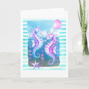 Carte de voeux pliée en aquarelle colorée