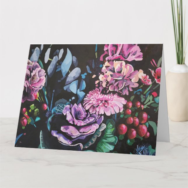 Carte de vœux pliée florale de campagne (Devant)