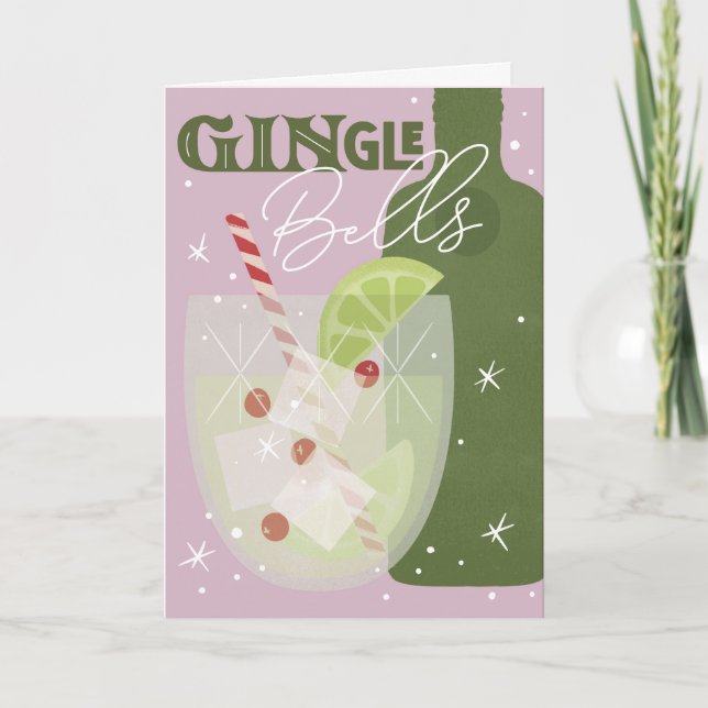 Carte de voeux pliée GINgle Bells Holiday Spirits (Devant)