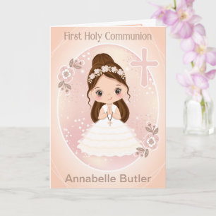 Carte de voeux pliée Girl First Holy Communion