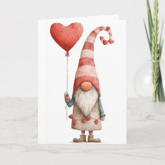 Carte de vœux pliée - Gnome de la Saint-Valentin a