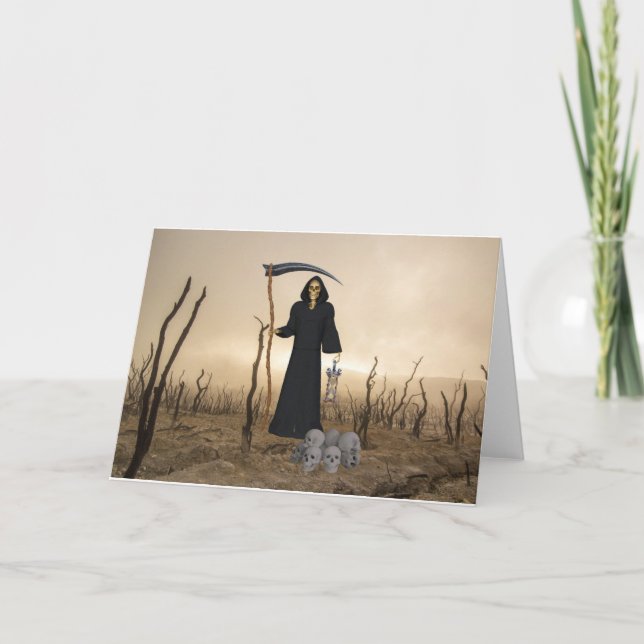 Carte de voeux pliée Grim Reaper (Devant)