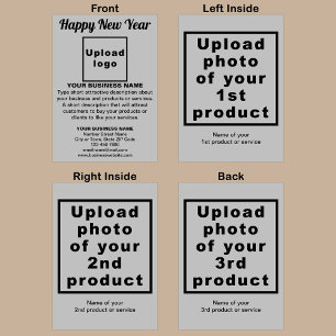 Carte de voeux pliée gris pour le Nouvel An profes