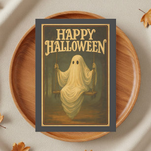 Carte de voeux pliée Halloween Vintage Ghost