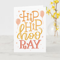 Carte de vœux pliée Hip Hip Hourra Anniversaire