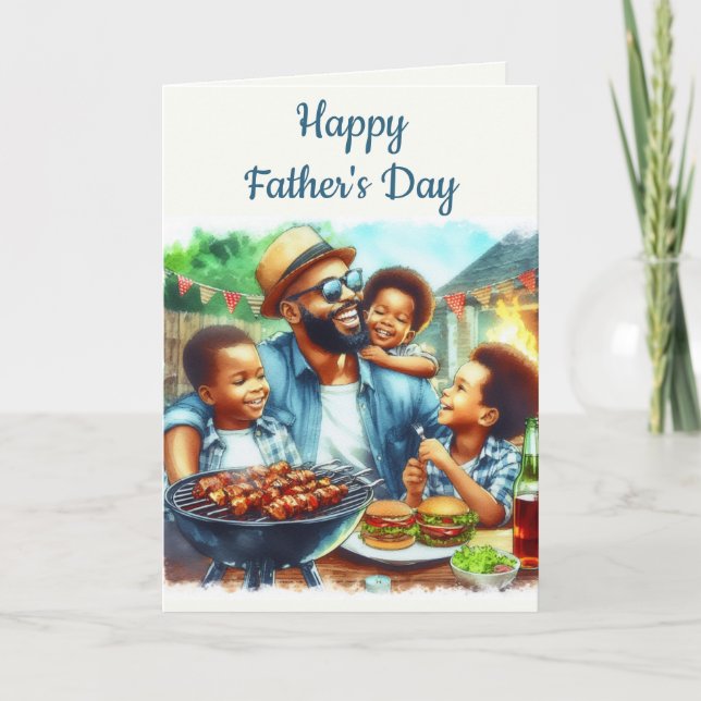 Carte de vœux pliée Joyeuse fête des pères Papa am (Devant)