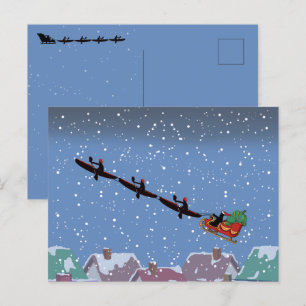 Carte de voeux pliée Kayaks Pulling Sleigh