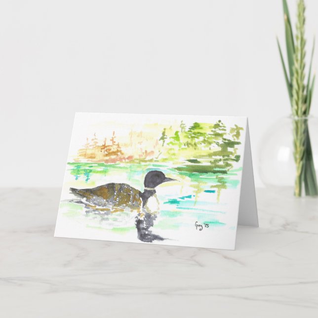 Carte de voeux pliée Loon Minnesota (Devant)