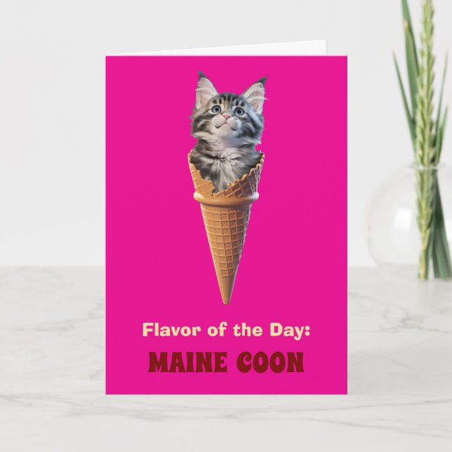 Carte de voeux pliée Maine Coon Cone (Devant)