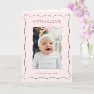 Carte de voeux pliée minimaliste Bow Photo Holiday