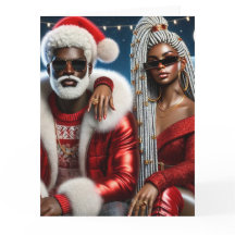 Carte de vœux pliée Monsieur et Madame Père Noël