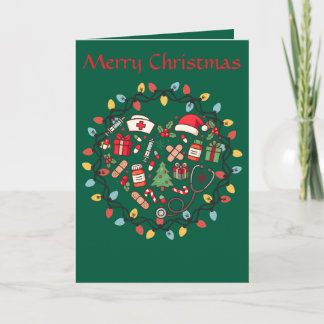 Carte de vœux pliée Noël infirmière