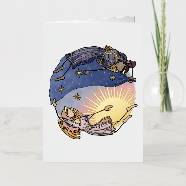 Carte de voeux pliée Nyx et Hespera (Recto)