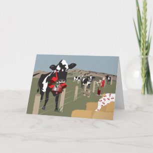 Carte de voeux pliée "NZ Christmas Cow Bell"