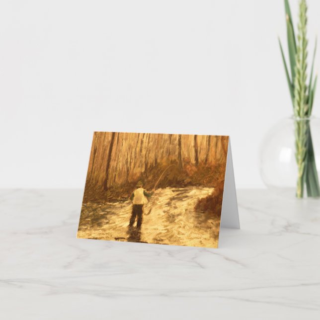 Carte de voeux pliée Pêche à vol (Devant)