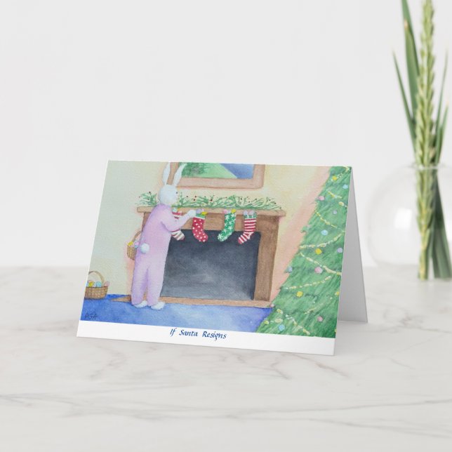 Carte de voeux pliée père Noël Bunny (Devant)