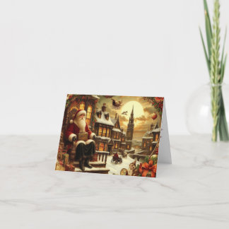 Carte de vœux pliée Père Noël victorien