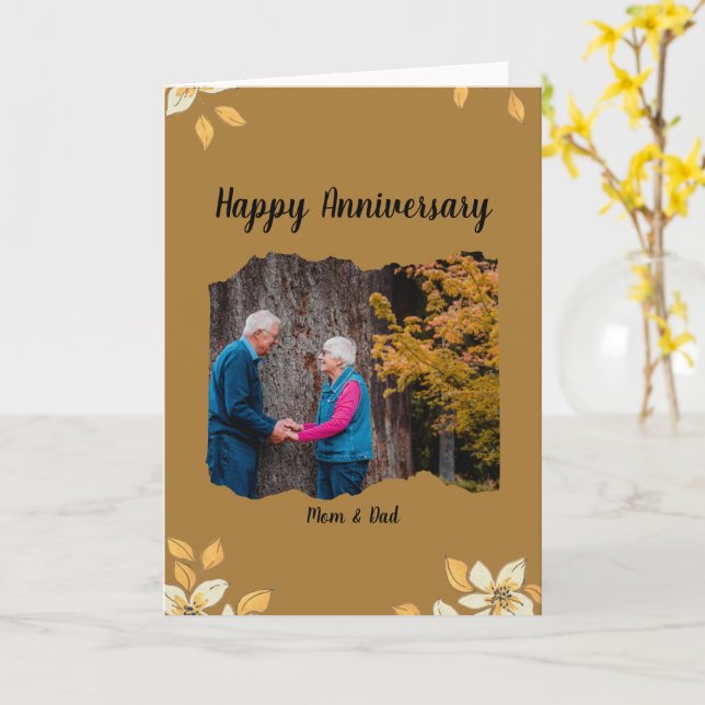 Carte de voeux pliée personnalisée pour un bon ann (Fleur jaune)