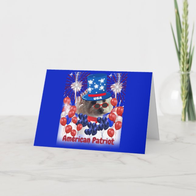 Carte de vœux pliée Poodle American Patriot (Devant)