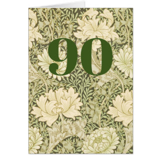 Carte de vœux pliée pour 90e anniversaire Floral