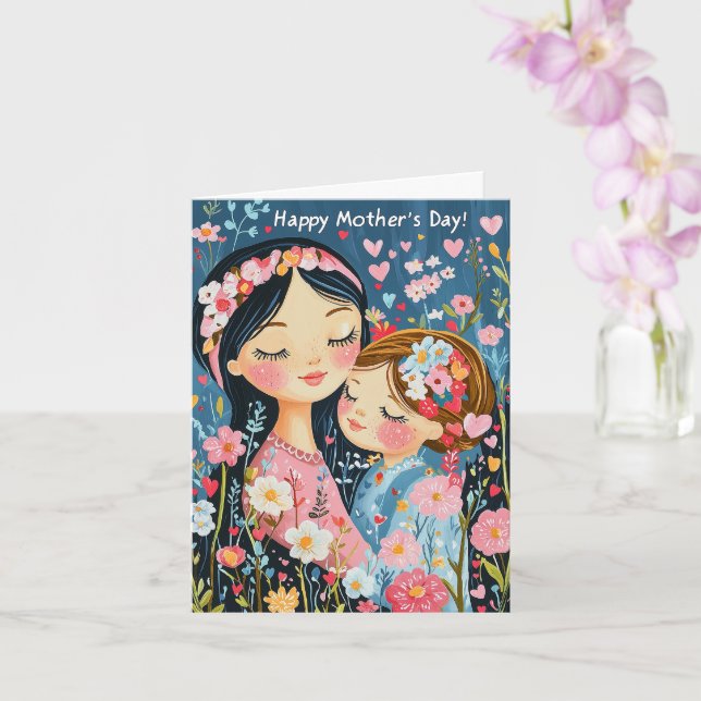 Carte de vœux pliée pour la fête des mères (Orchidée)