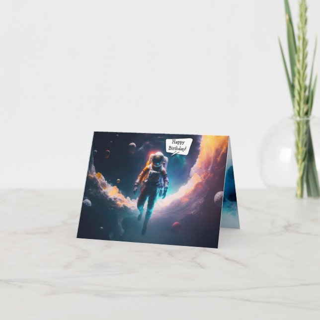 Carte de vœux pliée pour l'anniversaire de l'astro (Devant)