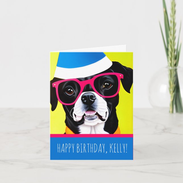 Carte de voeux pliée pour l'anniversaire du chien (Devant)