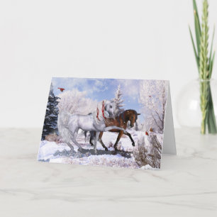 Carte de voeux pliée pour les chevaux de Noël