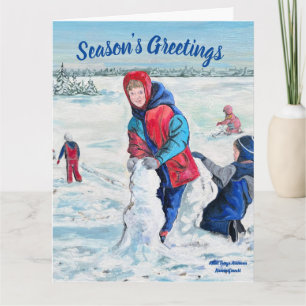 Carte de voeux pliée pour les enfants de neige
