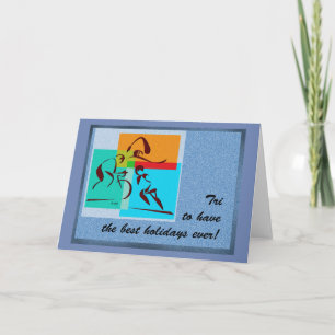 Carte de vœux pliée pour les vacances de triathlon